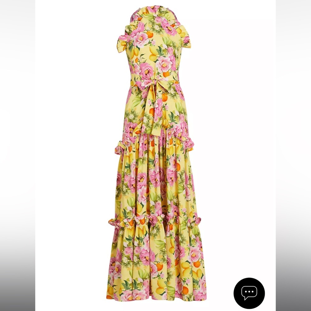 Borgo De Nor Tatiana Teired Silk Halter Gown